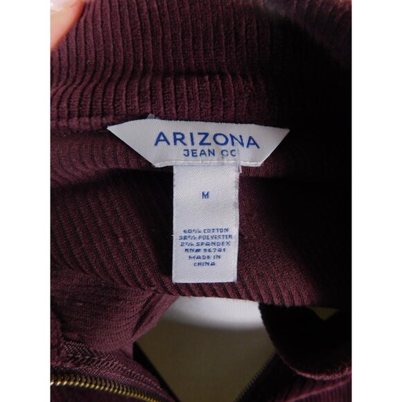 Arizona Jean Co Pullover Womens Medium Burgundy Half Zip Corduroy Rib Ring Pull - Picture 11 of 12